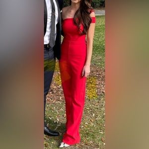 Red one shoulder jumpsuit size 00 - worn once